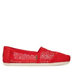 Półbuty Toms. Czerwone półbuty damskie Toms, bez wzorów, bez obcasa, na płaskiej podeszwie, bez zapięcia. Za 149.99 zł.