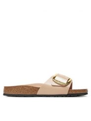 Birkenstock Klapki Madrid Bb Lena 1026496 Beżowy. Brązowe klapki damskie Birkenstock, bez wzorów, z lakierowanej skóry, bez obcasa, bez zapięcia. Za 629.99 zł.