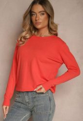 Pomarańczowy Sweter z Dodatkiem Kaszmiru Ozdobiony Ściągaczami Sanadora. Brązowe swetry nierozpinane damskie Renee, bez wzorów, z jeansu, casualowe, bez kołnierzyka, bez ramiączek. Za 59.99 zł.
