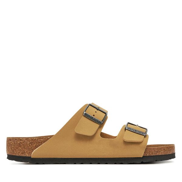 Klapki Birkenstock. Brązowe klapki męskie Birkenstock, bez wzorów, bez zapięcia. Za 269.99 zł.