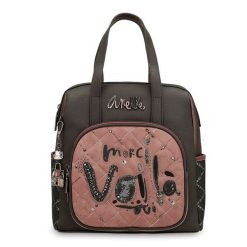 Brązowy Stylowy Damski Plecak Anekke Edycja Limitowana. Brązowe plecaki damskie Anekke, z aplikacjami, z materiału, eleganckie. Za 399.00 zł.