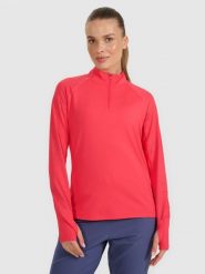 4F Bluza do biegania regular szybkoschnąca damska - czerwona XS. Czerwone bluzy damskie 4F, xs, bez wzorów, z materiału, sportowe, bez ramiączek, bez kaptura. W wyprzedaży za 119.99 zł.