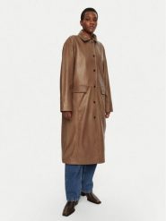 Herskind Płaszcz przejściowy Halston 5470175 Brązowy Loose Fit. Brązowe płaszcze damskie Herskind, bez wzorów, ze skóry, bez kołnierzyka, bez kaptura. Za 2,829.00 zł.