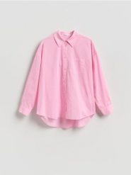 Bawełniana koszula - pastelowy róż. Czerwone koszule damskie Reserved, l, bez wzorów, z bawełny, bez kołnierzyka, bez ramiączek. Za 99.99 zł.