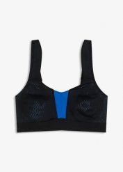 Biustonosz sportowy z mocnym podtrzymaniem. Czarne bielizna sportowa damska bonprix, bez wzorów. Za 124.99 zł.