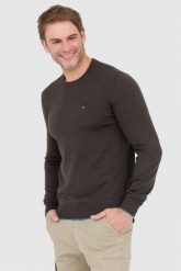 AERONAUTICA MILITARE Brązowy sweter męski z wełny merynosa. Brązowe swetry męskie Aeronautica Militare, l, bez wzorów, z wełny, bez kołnierzyka, bez ramiączek. W wyprzedaży za 429.99 zł.