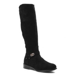 Czarne Kozaki S.Barski Wygodne Buty Damskie. Czarne kozaki damskie S.BARSKI, na jesień, bez wzorów, z materiału, za kolano, bez obcasa, na obcasie, bez zapięcia. Za 179.00 zł.