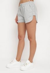 Jasnoszare Dresowe Szorty z Bawełną High Waist Floratess. Szare szorty damskie Born2be, bez wzorów, z bawełny, biznesowe, z podwyższonym stanem. Za 29.99 zł.
