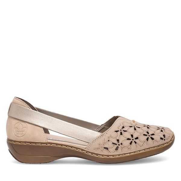 Półbuty Rieker. Brązowe półbuty damskie Rieker, bez wzorów, bez obcasa, na płaskiej podeszwie, bez zapięcia. Za 319.99 zł.