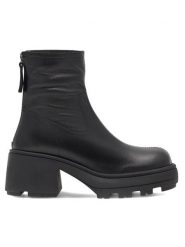 Badura Botki TAL-04 Czarny. Czarne botki damskie Badura, bez wzorów, ze skóry, bez obcasa, na słupku, bez zapięcia. Za 349.99 zł.