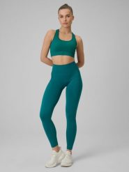 4F Legginsy treningowe bezszwowe damskie - turkusowe M/L. Niebieskie legginsy damskie 4F, bez wzorów, z dzianiny. Za 149.99 zł.
