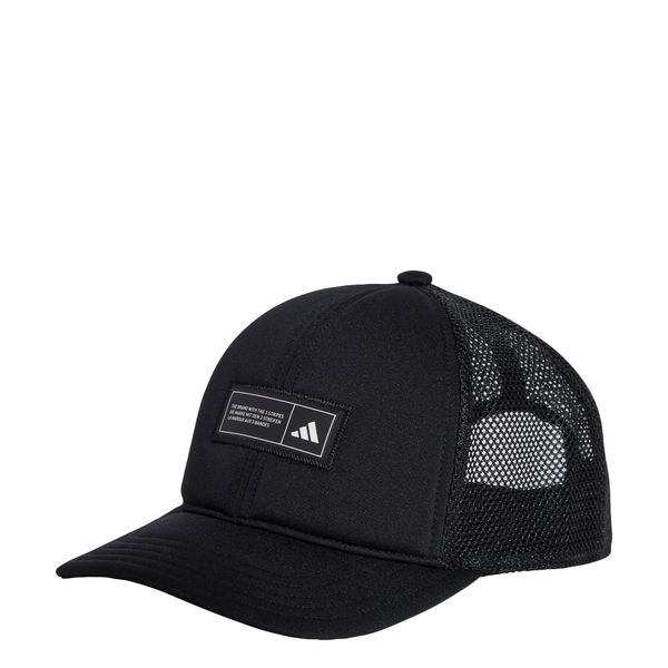 Czapka Snapback Trucker. Czarne czapki damskie Adidas, bez wzorów, z materiału, sportowe. Za 119.00 zł.