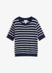 Cienki sweter z miękkiej mieszanki wiskozy. Niebieskie swetry nierozpinane damskie bonprix, bez wzorów, z wiskozy, bez kołnierzyka, bez ramiączek. Za 82.99 zł.