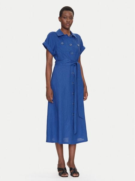 Luisa Spagnoli Sukienka koszulowa Patrono 542264 Niebieski Regular Fit. Niebieskie sukienki damskie Luisa Spagnoli, m, bez wzorów, ze lnu, bez kołnierzyka, bez ramiączek, koszulowe. Za 1,009.00 zł.
