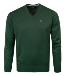 Sweter Męski Wełniany - Dekolt w Serek - Pako Jeans - Głęboka Zieleń. Zielone swetry męskie Pako Jeans, l, bez wzorów, z jeansu, biznesowe, bez kołnierzyka, bez ramiączek. Za 169.00 zł.