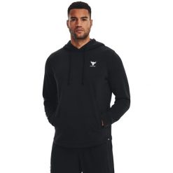 Bluza z kapturem Under Armour Project Rock Terry, Mężczyźni. Czarne bluzy męskie Under Armour, m, bez wzorów, z bawełny, z kapturem, na fitness i siłownię. Za 390.00 zł.