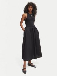 Tommy Hilfiger Sukienka codzienna WW0WW49628 Czarny Regular Fit. Czarne sukienki damskie Tommy Hilfiger, na co dzień, xl, bez wzorów, z bawełny, bez kołnierzyka, bez ramiączek, proste. Za 649.99 zł.