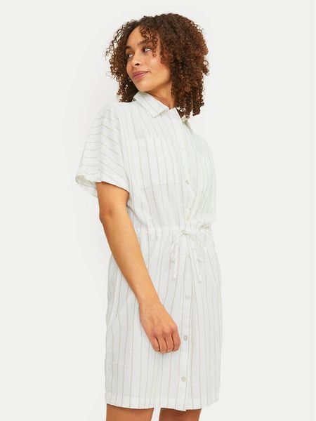 JJXX Sukienka koszulowa Sana 12249747 Biały Relaxed Fit. Białe sukienki damskie JJXX, s, bez wzorów, z bawełny, bez kołnierzyka, bez ramiączek, koszulowe. Za 179.99 zł.