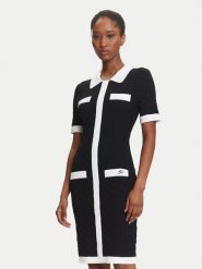 KARL LAGERFELD Sukienka dzianinowa A3W13036 Czarny Slim Fit. Czarne sukienki damskie KARL LAGERFELD, m, bez wzorów, z dzianiny, bez kołnierzyka, bez ramiączek. Za 819.99 zł.
