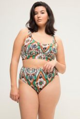 Damskie Figi od bikini wysoki stan print na całej powierzchni. Brązowe stroje kąpielowe damskie Ulla Popken, plus size, bez wzorów, z elastanu. Za 91.99 zł.