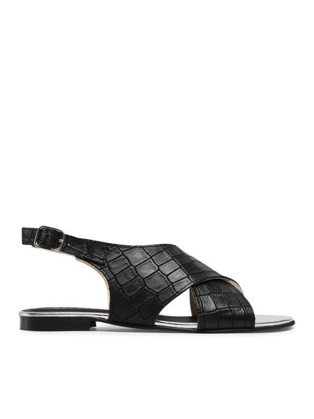 Sergio Bardi Sandały SB-76-11-001164 Czarny. Czarne sandały damskie Sergio Bardi, bez wzorów, ze skóry, bez obcasa, na płaskiej podeszwie, bez zapięcia. Za 179.99 zł.