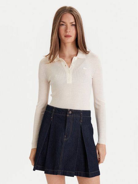 Lacoste Sweter AF4006 Écru Slim Fit. Swetry nierozpinane damskie Lacoste, bez wzorów, z wełny, bez kołnierzyka, bez ramiączek. Za 729.99 zł.