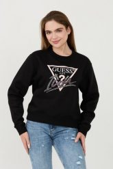 GUESS Czarna bluza Icon. Czarne bluzy damskie Guess, s, z aplikacjami, bez ramiączek, bez kaptura. W wyprzedaży za 331.99 zł.