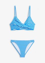Bikini z kopertowym dekoltem (2 części). Niebieskie bikini bonprix, bez wzorów. Za 119.99 zł.