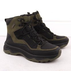 Wodoodporne buty męskie trekkingowe ocieplane khaki Filippo MTR6654. Brązowe trekkingi męskie Filippo, z materiału, bez zapięcia. Za 179.99 zł.