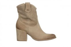 Botki Bayla-159 5034 001-P Beż Welur 159185, Skóra naturalna - 36. Brązowe botki damskie Bayla, bez wzorów, z gumy, eleganckie, bez obcasa, na obcasie, bez zapięcia. W wyprzedaży za 369.00 zł.