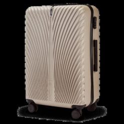 Walizka DUŻA WINGS SWAN 2.0 28" BEIGE. Brązowe walizki damskie Wings, bez wzorów, z materiału, duże. Za 259.90 zł.