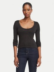 Guess Bluzka W6BP18 K6246 Czarny Regular Fit. Czarne bluzki damskie Guess, xs, z aplikacjami, z syntetyku, bez kołnierzyka, bez ramiączek. Za 214.99 zł.