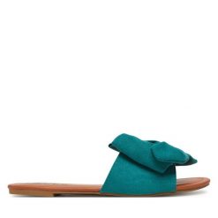 Klapki Pieces. Zielone klapki damskie Pieces, bez wzorów, bez obcasa, bez zapięcia. Za 79.99 zł.