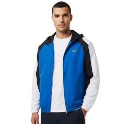Kurtka sportowa męska Lacoste. Niebieskie kurtki sportowe męskie Lacoste, m, bez wzorów, z kapturem, tenisowe. Za 417.00 zł.