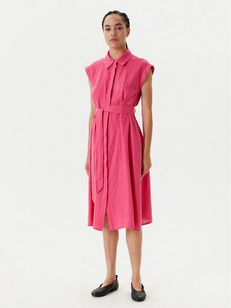 United Colors Of Benetton Sukienka letnia 4AGHDV0B1 Różowy Regular Fit. Czerwone sukienki damskie United Colors Of Benetton, na lato, xl, bez wzorów, ze lnu, bez kołnierzyka, bez ramiączek. Za 299.99 zł.