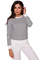 Klasyczna Bluza w Paski z Guzikami na Ramionach. Bluzy damskie MOE, l, bez wzorów, z bawełny, klasyczne, bez ramiączek, bez kaptura. Za 265.79 zł.