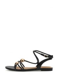 Guess Sandały 182994 Czarny. Czarne sandały damskie Guess, z aplikacjami, bez obcasa, na słupku, bez zapięcia. Za 494.99 zł.