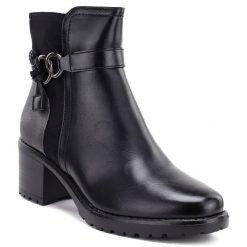 Botki damskie ocieplane na klocku czarne Potocki SZ12873. Czarne botki damskie POTOCKI, bez wzorów, ze skóry ekologicznej, bez obcasa, bez zapięcia. Za 179.99 zł.