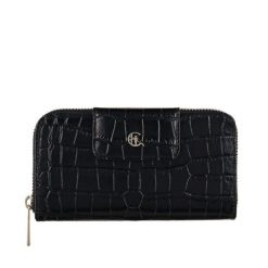 Damski portfel skórzany z suwakiem Canaletto croco PD2006s121 RFID. Czarne portfele damskie ze skóry. Za 161.50 zł.