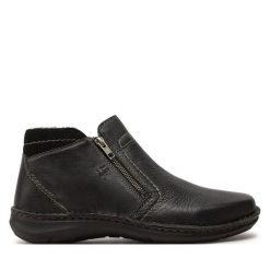 Botki Josef Seibel. Czarne botki męskie Josef Seibel, bez wzorów, bez obcasa, bez zapięcia. Za 379.99 zł.