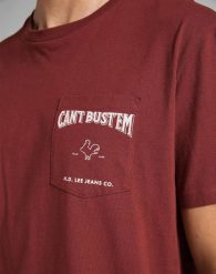 LEE SS CANT BUSTEM TEE MĘSKI T-SHIRT KOSZULKA NADRUK FIRED BRICK L60YFETM 112140374. T-shirty męskie Lee, l, bez wzorów, bez kołnierzyka, bez ramiączek. Za 69.99 zł.