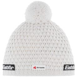 Czapka dla dorosłych Trail Pompon MU SKA. Białe czapki damskie Eisbar, na zimę, bez wzorów, z poliesteru. Za 229.99 zł.