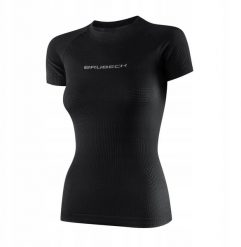 SS1373W Koszulka damska 3D PRO z krótkim rękawem czarny S. Czarne bluzki damskie Brubeck, s, bez wzorów, bez kołnierzyka, bez ramiączek. Za 153.57 zł.