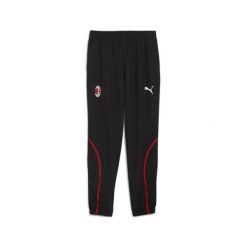 Męskie tkane spodnie przedmeczowe z tkaniny AC Milan PUMA Black For All Time Red. Czarne spodnie sportowe męskie Puma, l, bez wzorów, z dresówki, do piłki nożnej. W wyprzedaży za 169.50 zł.