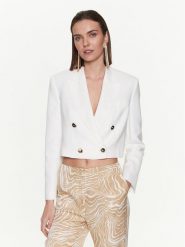 Pinko Marynarka 100951 A0IN Biały Regular Fit. Białe marynarki i żakiety damskie Pinko, bez wzorów, z wiskozy, bez kołnierzyka, bez ramiączek. Za 2,459.00 zł.