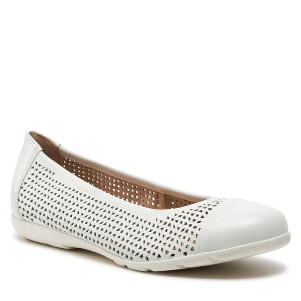Baleriny Caprice. Białe balerinki damskie Caprice, bez wzorów, bez obcasa, bez zapięcia. Za 179.99 zł.