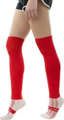 Podkolanówki Playerlayer Adult Scarlet Red. Czerwone skarpetki damskie 661, bez wzorów, z materiału. Za 93.99 zł.