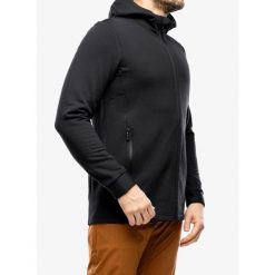 Bluza polarowa męska Mons Royale Arcadia Merino Fleece Hoody. Czarne bluzy sportowe męskie Mons Royale, m, bez wzorów, z polaru, bez kaptura. Za 529.99 zł.