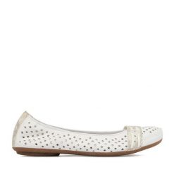 Baleriny Rieker. Białe balerinki damskie Rieker, bez wzorów, bez obcasa, bez zapięcia. Za 279.99 zł.