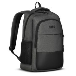 Plecak miejski na laptop NILS NC4503 18 l z portami USB i USB-C. Szare plecaki męskie Nils, bez wzorów, z materiału, biznesowe. Za 84.99 zł.